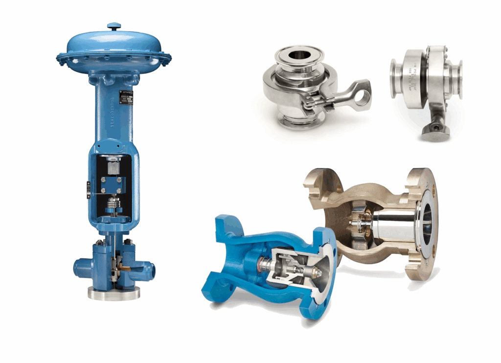 DFT control valves and check valves for steam, gas, and liquid process systems.