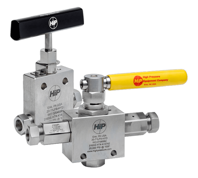 HiP high-pressure valve and fittings for extreme-pressure industrial applications.